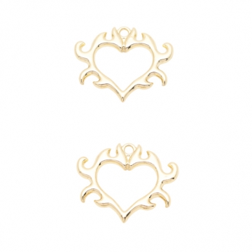 ハートチャーム フレームチャーム 1カン付き メタルチャーム 約28×34mm（2ヶ）