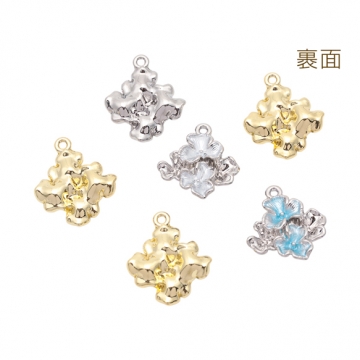 フラワーチャーム 花束 エポチャーム 半面 立体 メタルチャーム 約19×21mm（2ヶ）