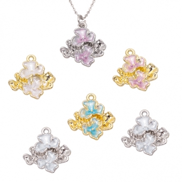 フラワーチャーム 花束 エポチャーム 半面 立体 メタルチャーム 約19×21mm（2ヶ）