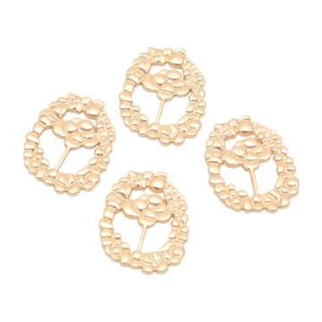 フラワーチャーム 多弁化 お花 フレームパーツ カンなし 半面 メタルチャーム 約20×25mm（2ヶ）