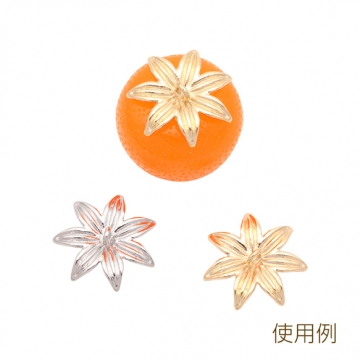 いちごのヘタパーツ フルーツのヘタ いちごの貼付けへた部分パーツ いちごキャップ メタルパーツ 約22×22mm（4ヶ）