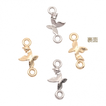 コネクターチャーム 蝶々 バタフライ パール/ストーン付き 2カン 接続金具 連結 メタルチャーム 約7×15mm（4ヶ）