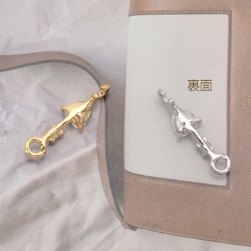 コネクターチャーム パール＆ハートのストーン付き 2カン 接続金具 連結 メタルチャーム 約5×18mm（2ヶ）