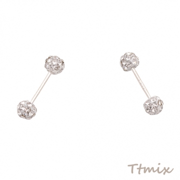 デザインピアス パヴェボール ラインストーン ボディピアス シルバーカラー 銅製 スタッドピアス 約6×8mm（2ヶ）