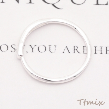 デザインリング 不規則ラウンド シンプル ツイスト シルバーカラー 銅製 メタルリング 内径約21mm（1個）