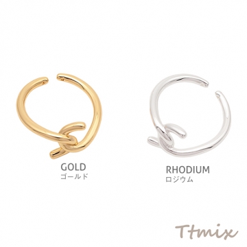 デザインリング 結び目風 ダブルC型リング 銅製 オープンリング 内径約21mm（1個）