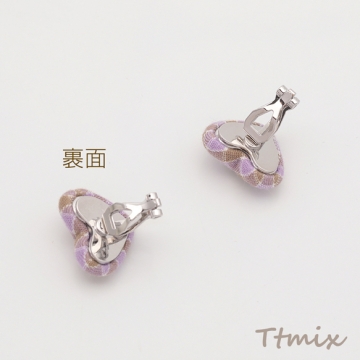 デザインイヤリング ハート チェック模様 クリップ式 蝶バネ式イヤリング 約14×17mm（1ペア）