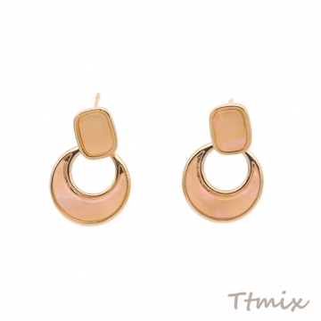 デザインピアス 揺れる三日月チャーム ストーン付き メタルピアス スタッドピアス 約14×20mm（1ペア）