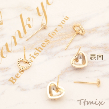 デザインピアス ハートモチーフ シンプルで使いやすい ゴールド メタルピアス スタッドピアス 全3種（1セット）