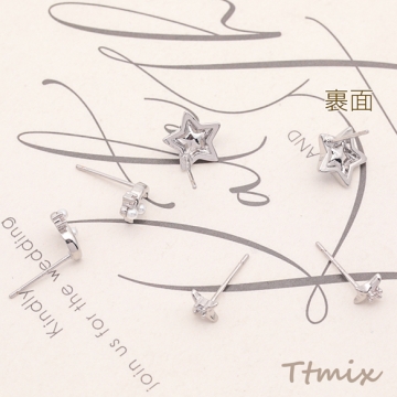 デザインピアス スター 星 三日月 宇宙 メタルピアス スタッドピアス 全3種（1セット）