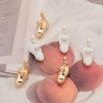 猫チャーム ねこ ネコ ミニチュア 動物 アニマル 立体 カン付き メタルチャーム 約10×11mm（4ヶ）