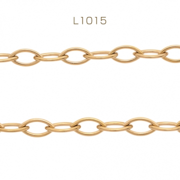 ステンレスチェーン マーキス型 ゴールドメッキ ハンドメードチェーン メタルチェーン 幅約8mm（約10cm）