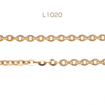 ステンレスチェーン あずき 円盤型 ゴールドメッキ ハンドメードチェーン メタルチェーン 幅約4mm（約10cm）