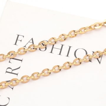 ステンレスチェーン あずき 円盤型 ゴールドメッキ ハンドメードチェーン メタルチェーン 幅約4mm（約10cm）