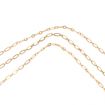 ステンレスチェーン あずき オーバル ゴールドメッキ ハンドメードチェーン メタルチェーン 幅約1.2mm（約10cm）