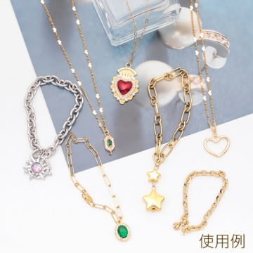 ステンレスチェーン あずき オーバル ゴールドメッキ ハンドメードチェーン メタルチェーン 幅約1.2mm（約10cm）