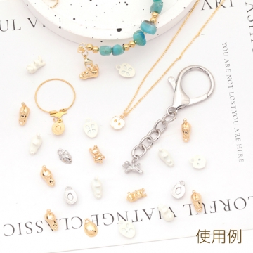 猫チャーム ねこ ネコ ミニチュア 動物 アニマル 立体 カン付き メタルチャーム 約8×12mm（4ヶ）