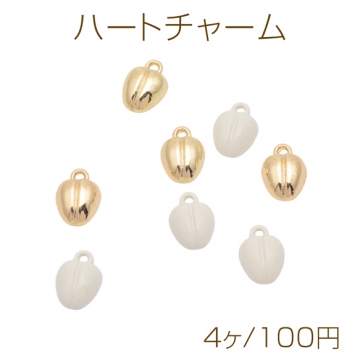 ハートチャーム 桃 果物 フルーツ ミニチュア 半面 メタルチャーム 約8×11mm（4ヶ）