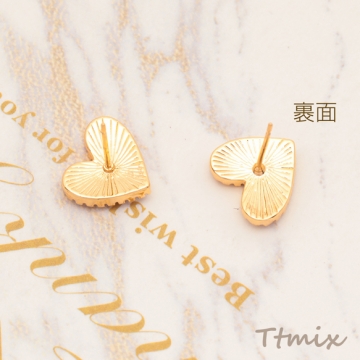 デザインピアス ヒョウ柄 レオパルド柄 ハート型 スタッドピアス メタルピアス 約12×13mm（1ペア）