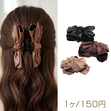 バンスクリップ PUレザー 髪飾り 髪留め ヘアゴム ヘアアクセサリー（1ヶ）