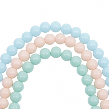 パール調ガラスビーズ 丸玉 パステルカラー 染色カラーパール 一連ビーズ ガラスパール 全3色 約8mm（1連）