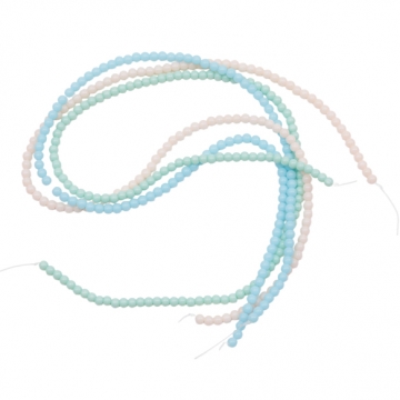 パール調ガラスビーズ 丸玉 パステルカラー 染色カラーパール 一連ビーズ ガラスパール 全3色 約4mm（1連）