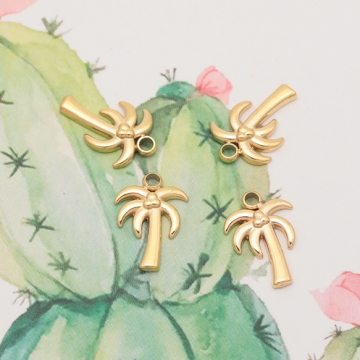 メタルチャーム ヤシの木モチーフ ハワイアン風パーツ ステンレス製 カン付き 9×13mm (1ヶ)