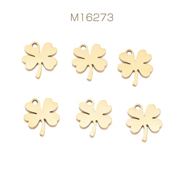 メタルチャーム 四つ葉クローバー クローバーチャーム ラッキーパーツ ステンレス製 カン付き 6×7mm (1 ヶ)