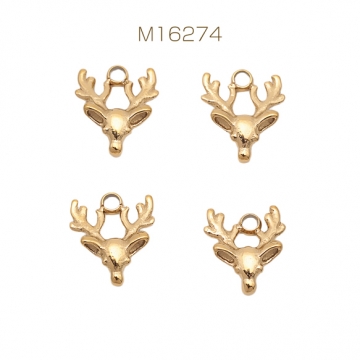 メタルチャーム 鹿モチーフ シカチャーム つのパーツ アニマルパーツ ステンレス製 カン付き 7×8mm (1 ヶ)
