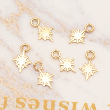 メタルチャーム 星モチーフ 星チャーム ヘキサグラム スターパーツ ステンレス製 カン付き 9×12mm (1 ヶ)
