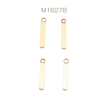 メタルチャーム 長方形プレートチャーム 細長プレートパーツ ステンレス製 カン付き 2×12mm (1 ヶ)
