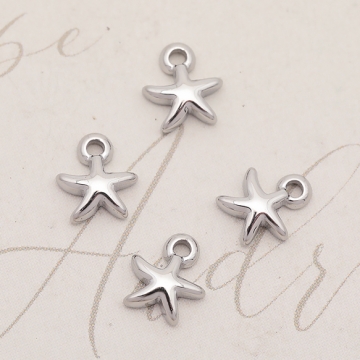 メタルチャーム ヒトデモチーフ ひとでチャーム マリンパーツ ステンレス製 カン付き 7×8mm (1 ヶ)