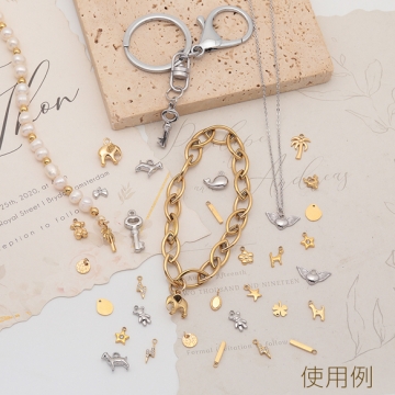 メタルチャーム ぷっくり花パーツ フラワーチャーム 五花弁パーツ ステンレス製 カン付き 6×8mm (1 ヶ)