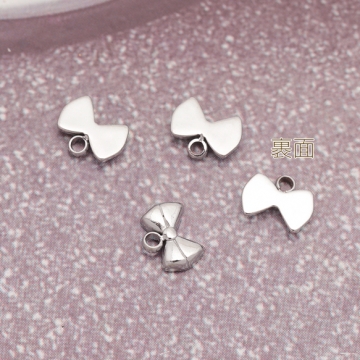 メタルチャーム リボンモチーフ りぼんパーツ リボンチャーム ステンレス製 カン付き 10×12mm (1 ヶ)