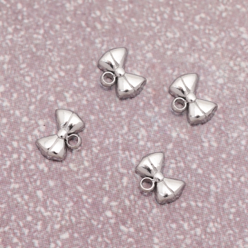 メタルチャーム リボンモチーフ りぼんパーツ リボンチャーム ステンレス製 カン付き 10×12mm (1 ヶ)