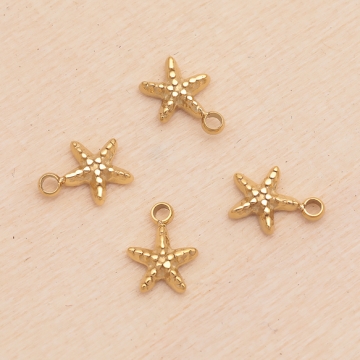 メタルチャーム ヒトデモチーフ ヒトデチャーム マリンパーツ ステンレス製 カン付き 5×7mm (1 ヶ)