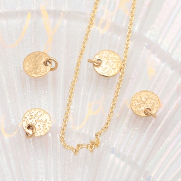 メタルチャーム ハンマード加工 円形パーツ 丸型チャーム ステンレス製 カン付き 直径約 6mm (2 ヶ)