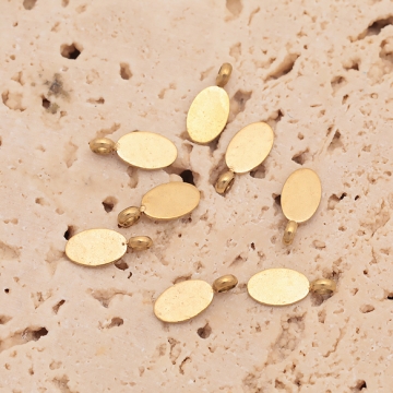 メタルチャーム 楕円形トップペンダントチャーム 貼付け台座 カン付き 3×7mm (2 ヶ)