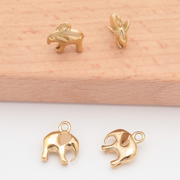 メタルチャーム 象モチーフ 動物チャーム アニマルパーツ ステンレス製 カン付き 11×12mm (1 ヶ)