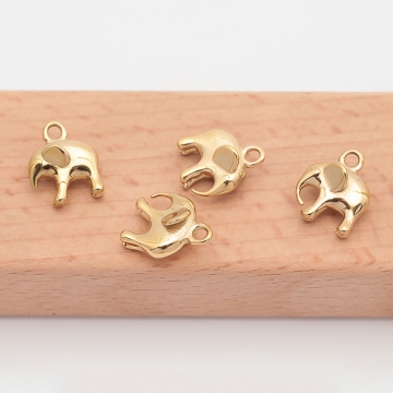 メタルチャーム 象モチーフ 動物チャーム アニマルパーツ ステンレス製 カン付き 11×12mm (1 ヶ)