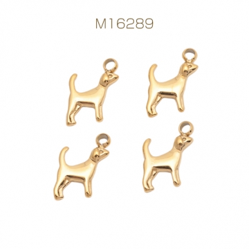 メタルチャーム 犬モチーフ 動物チャーム アニマルパーツ ステンレス製 カン付き 11×12mm (1 ヶ)