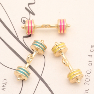 ダンベルチャーム 鉄アレイ 筋トレ ミニチュア スポーツチャーム エポチャーム メタルチャーム 約7×25mm（4ヶ）