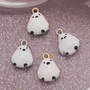 鳥チャーム 鳥モチーフ ホワイト シマエナガ 生き物チャーム エポチャーム メタルチャーム 約11×14mm（4ヶ）