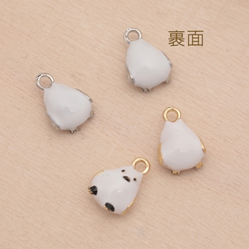 鳥チャーム 小鳥モチーフ ホワイト シマエナガ 生き物チャーム エポチャーム メタルチャーム 約8×11mm（4ヶ）