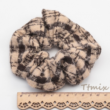 シュシュ チェック模様 くしゅくしゅ 髪飾り 髪留め ヘアゴム ヘアアクセサリー 約10cm（1ヶ）