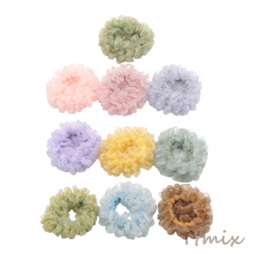 ヘアゴム カラーランダム 透け感 チュール メッシュ レース 髪飾り 髪留め ヘアゴム ヘアアクセサリー 約5cm（1ヶ）