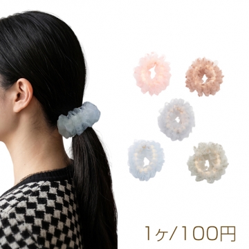 ヘアゴム 透け感 チュール メッシュ レース 髪飾り 髪留め ヘアゴム ヘアアクセサリー 約6cm（1ヶ）