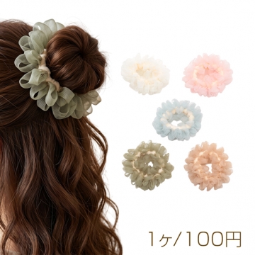 ヘアゴム 透け感 チュール メッシュ レース 髪飾り 髪留め ヘアゴム ヘアアクセサリー 約6cm（1ヶ）