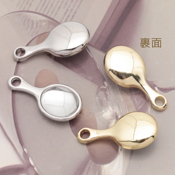 スプーンチャーム フライパンモチーフ ミニチュア 立体 メタルチャーム 約12×25mm（2ヶ）