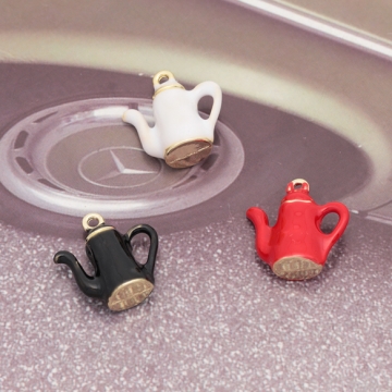 エポチャーム ゴールド ポット ケトル ティータイム カフェ 食器 ミニチュア 立体 メタルチャーム 約16×16mm（1ヶ）